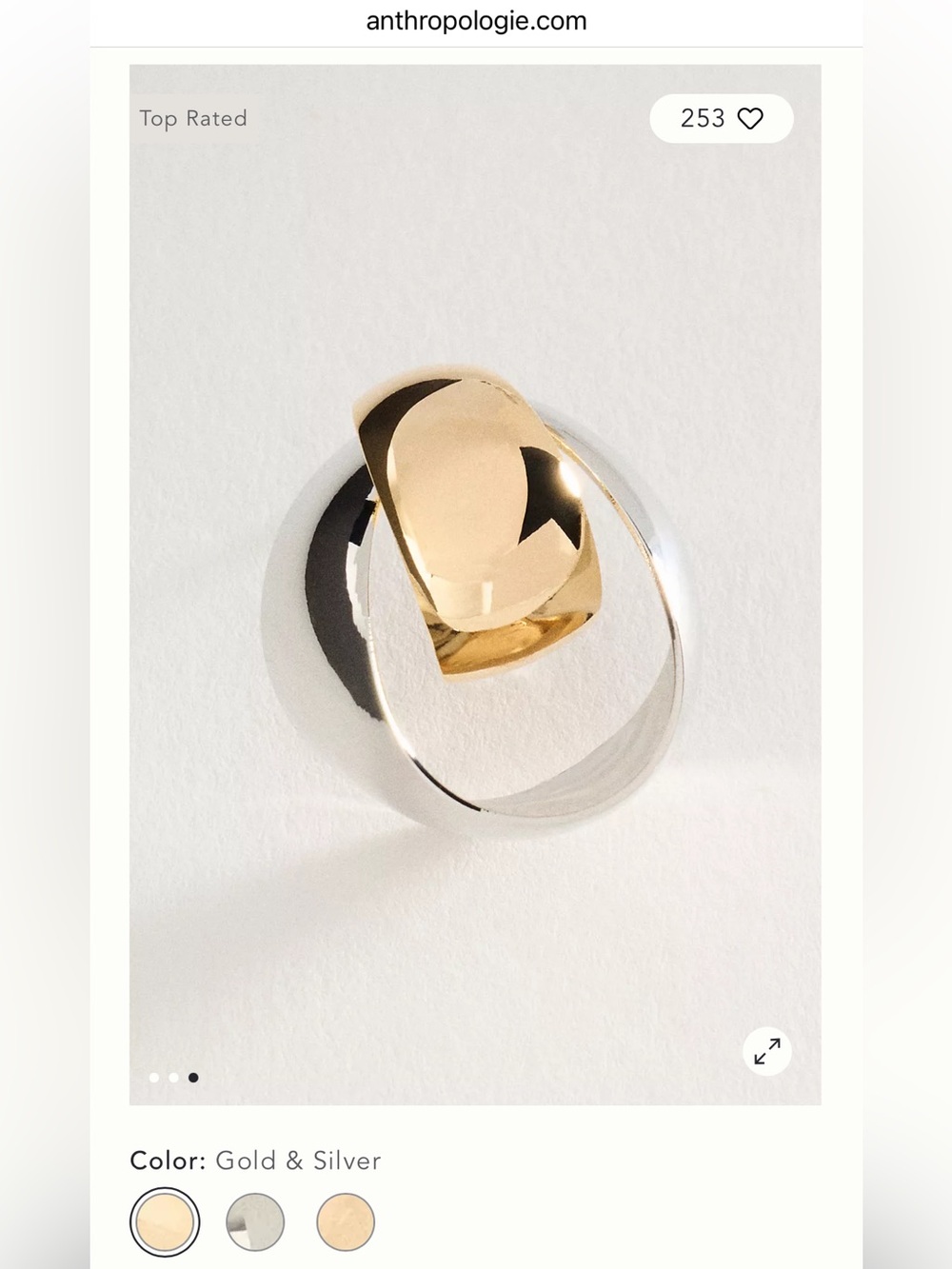 Anthropologie Sculptural two-tone earrings